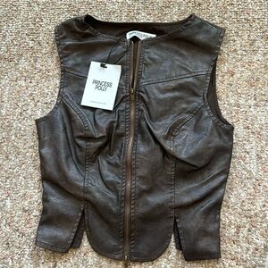 Princess Polly ambrosie faux leather top